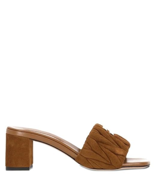 Sandales En Cuir À Design Matelassé 55 Mm Miu Miu en coloris Brown