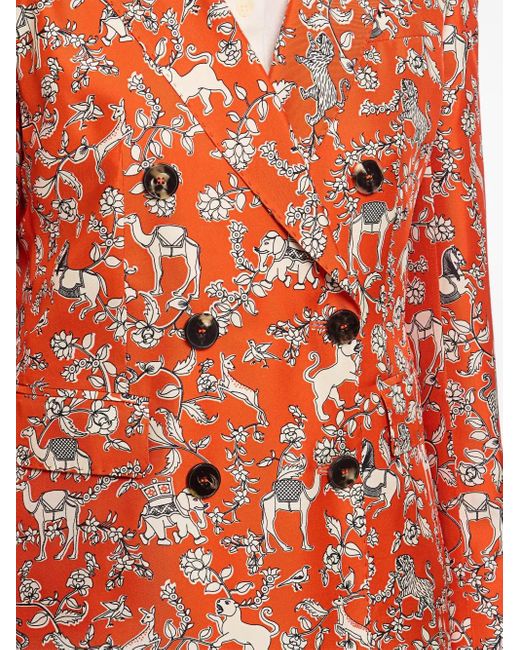 Alberto Biani Red Graphic-Print Blazer