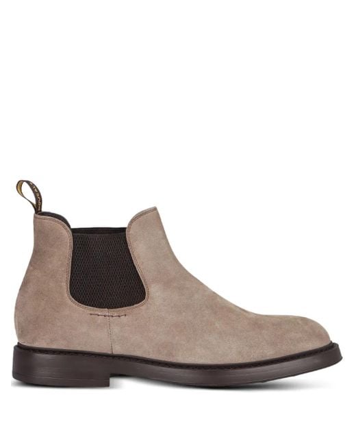 Doucal's Brown Side-Elastic Suede Chelsea Boots for men