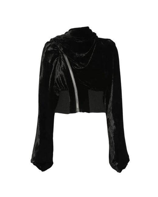 Rick Owens Black Draped Asymmetric-Zip Jacket