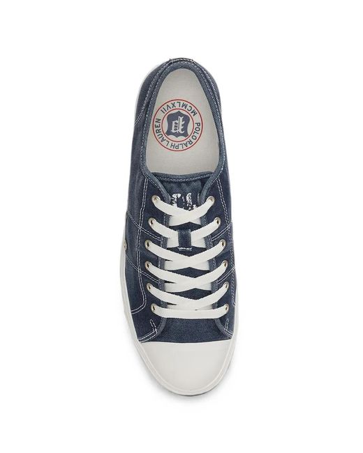 Polo Ralph Lauren Blue Contrast-Stitched Low-Top Sneakers for men
