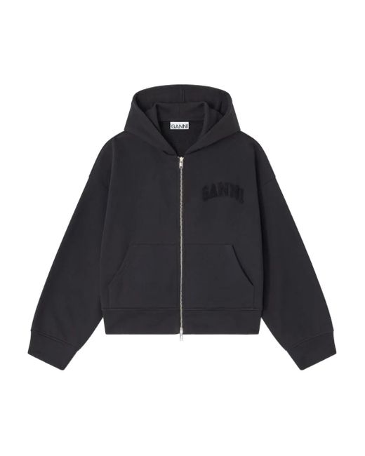 Ganni Hoodie Met Rits in het Blue