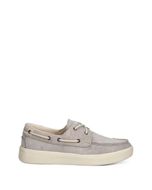Napapijri White Bark Suede Boat Shoes for men