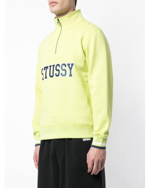 Download Stussy Fleece High Neck Logo Sweatshirt in Bright Green ...