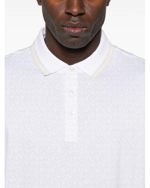 メンズ Michael Kors Monogram-print Polo Shirt White