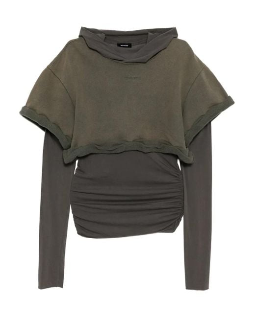 we11done Green Rolled-Up Hoodie