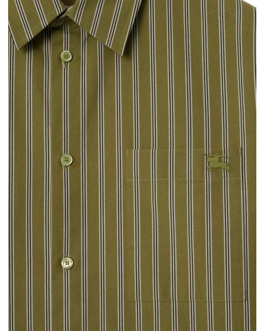 Burberry Green Cotton Striped Shirt for men