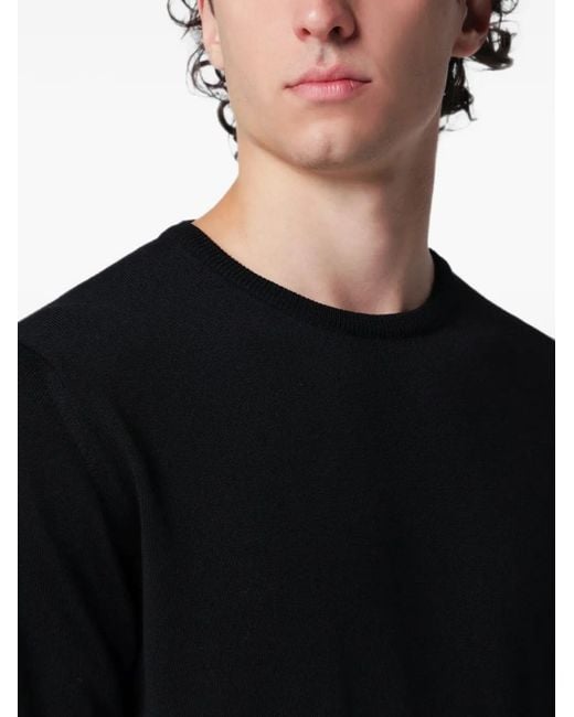 Roberto Collina Black Crew-Neck Ribbed-Trim Sweater for men