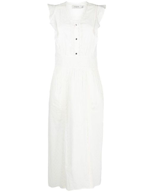 COACH Broderie Anglaise Maxi Dress in White | Lyst