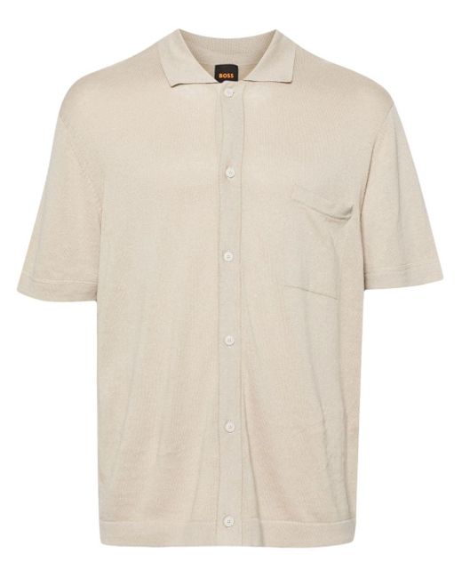 Boss Natural Button-up Cotton-blend Polo Shirt for men