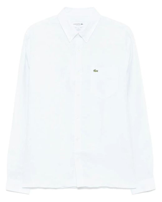 メンズ Lacoste ロングスリーブ シャツ White