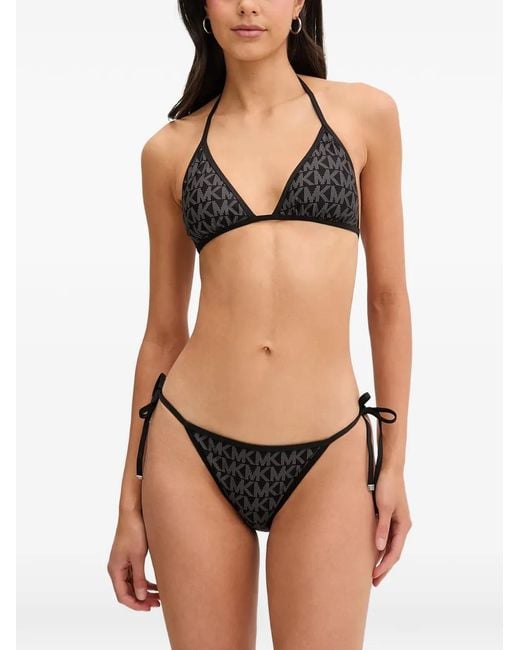 MICHAEL Michael Kors Black Reversible Logo Triangle Bikini Top