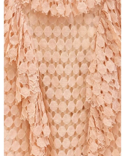 Ulla Johnson Pink Lace Ruffled Top