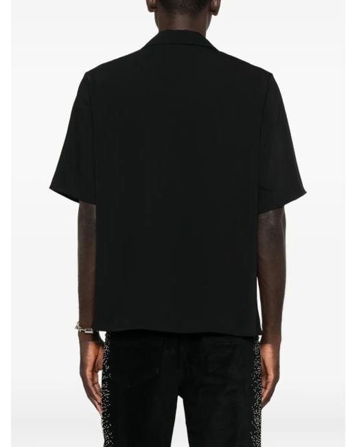 Amiri Black Floral-Collar Panelled Shirt for men