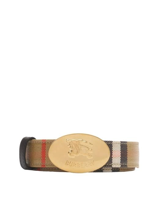 Burberry White Reversible Check Knight Stamp Belt