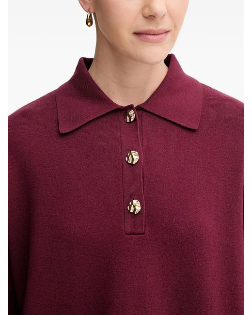 Joseph Ribkoff Red Patch-Pocket Polo Shirt