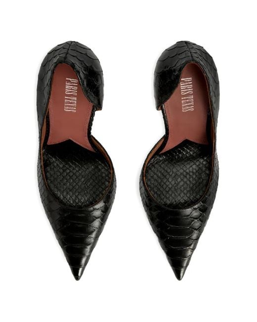 Paris Texas Black Vera Snakeskin Point-Toe Pumps