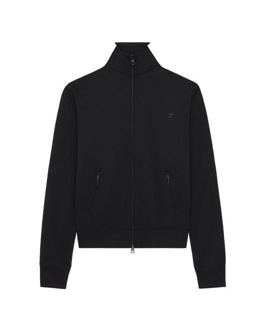 Courreges Black Veste Zippée À Rayures Latérales