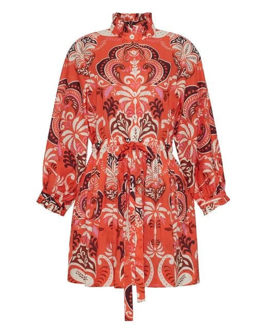 Cara Cara Red Beatrice Minikleid mit Rüschenkragen