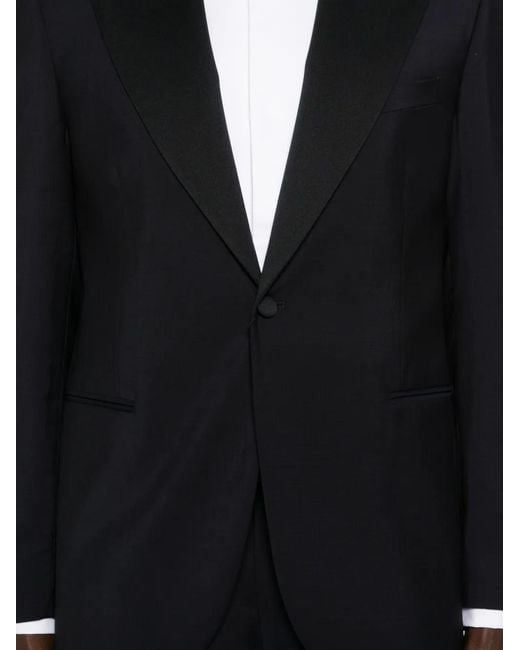 Corneliani Black Peak-Lapel Single-Breasted Suit for men