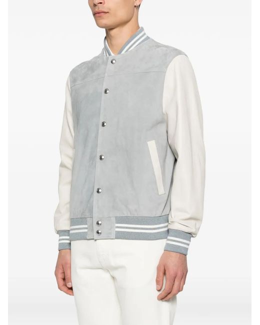 Eleventy Gray Striped-Trim Jacket for men