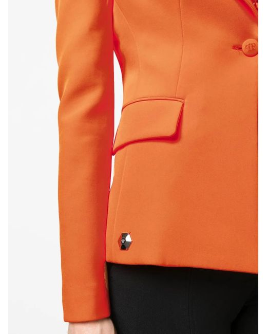 Philipp Plein Orange Fitted Single-Breasted Blazer