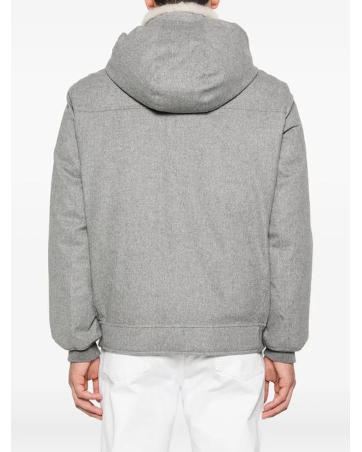 Brunello Cucinelli Gray Zip Hooded Jacket for men