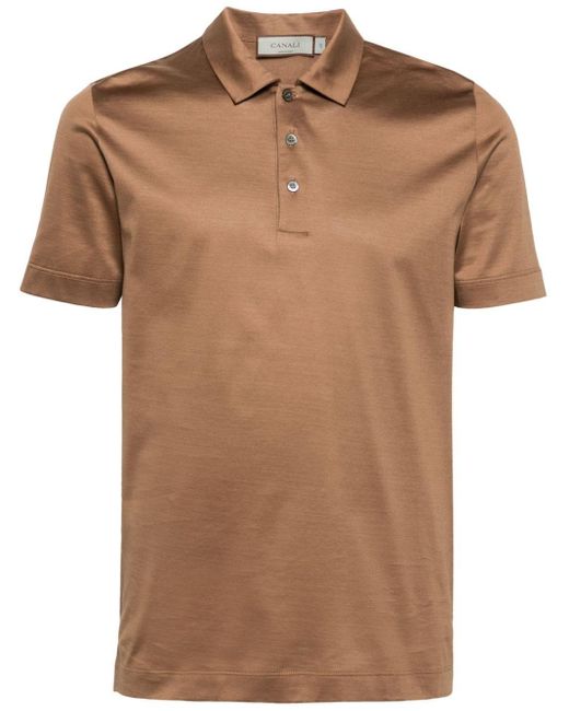 Canali Brown Cotton Jersey Polo Shirt for men