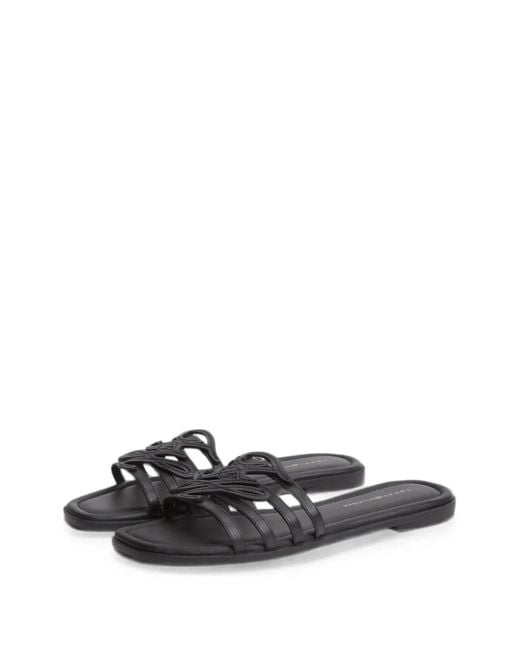 Tommy Hilfiger White Logo-Patch Multi-Strap Flat Sandals