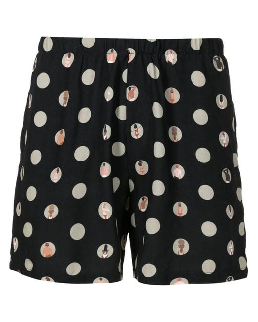 Amir Slama Black Graphic-Print Deck Shorts for men