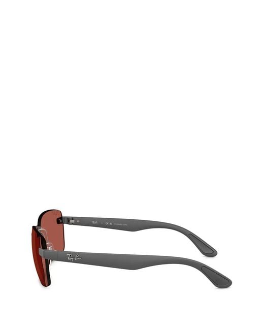 Ray-Ban Pink Rimless Rectangle-Frame Sunglasses
