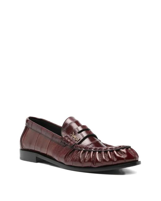 Saint Laurent Brown Crocodile-Effect Loafers for men