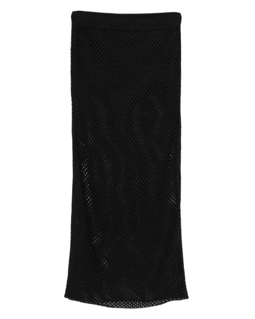 Jonathan Simkhai Black Crochet-Effect Midi Skirt