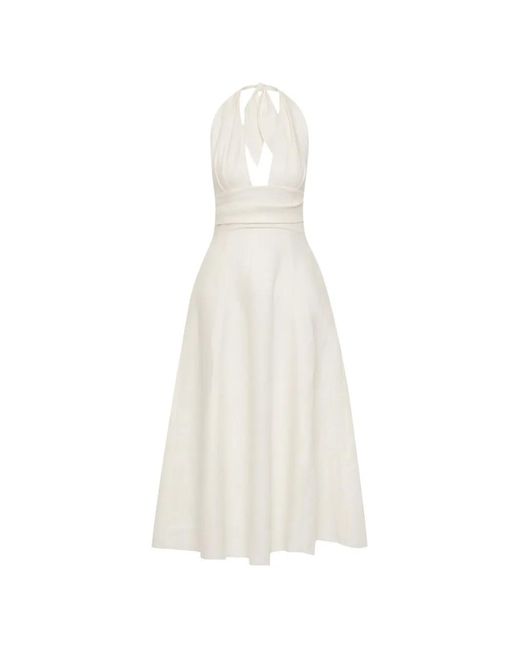 Faithfull The Brand White Bianca Halter-Neck Midi Dress