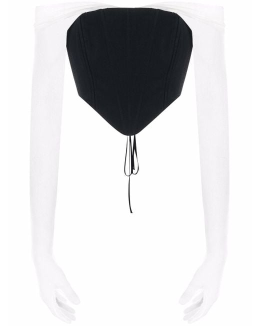 Haut-corset Gigi à manches transparentes MANURI en coloris Black