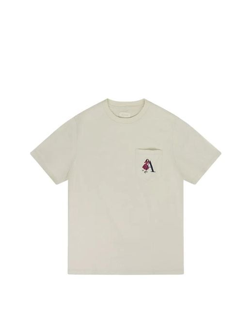 Aimé Leon Dore White Seasonal Citrus Embroidered-Pocket T-Shirt for men