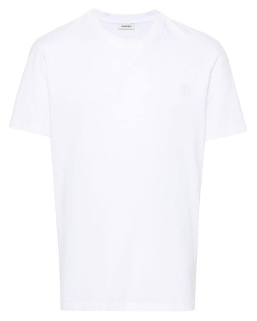 Sandro T-Shirt mit Logo-Stickerei in White für Herren