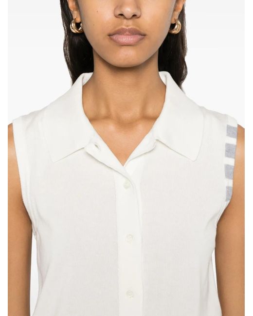 Thom Browne White 4Bar Cotton Top