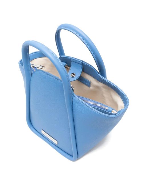 Karl Lagerfeld Blue Icon Grained Leather Logo-Plaque Tote Bag