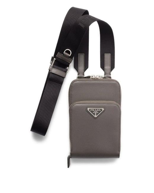Prada Gray Saffiano Leather Smartphone Case for men