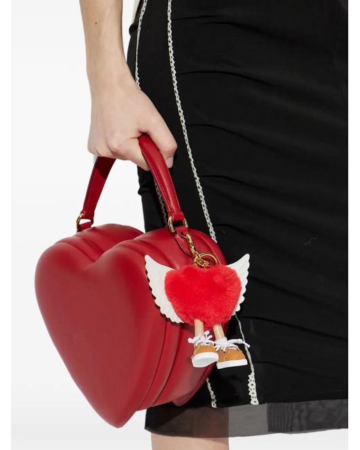 Moschino Red Heart Wings Keyring