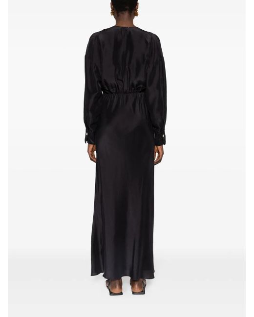 Forte Forte Zijden Maxi-Jurk Met V-Hals in het Black