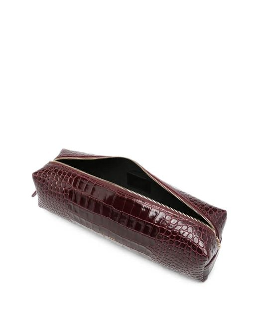 Liviana Conti Brown Croc-Effect Clutch Bag