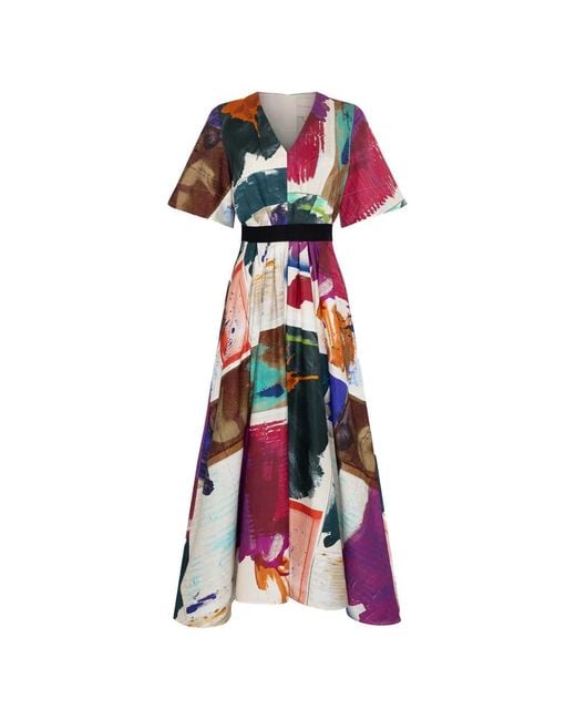 Roksanda White Sana Pictorial-Print Midi Dress