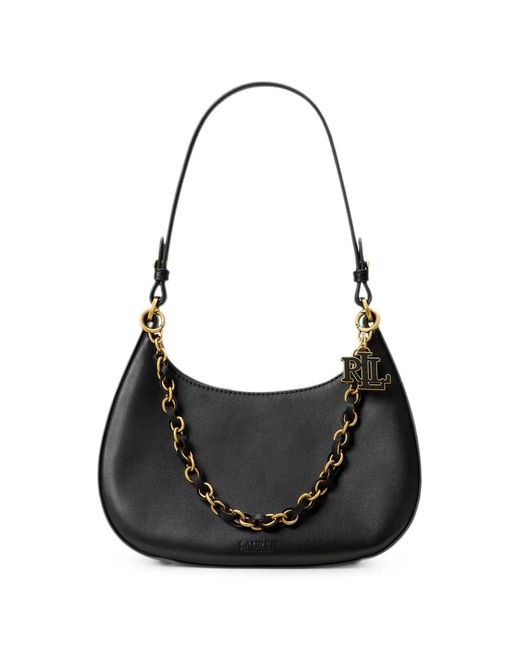 Ralph Lauren Black Medium Marcy Chain-Link Shoulder Bag