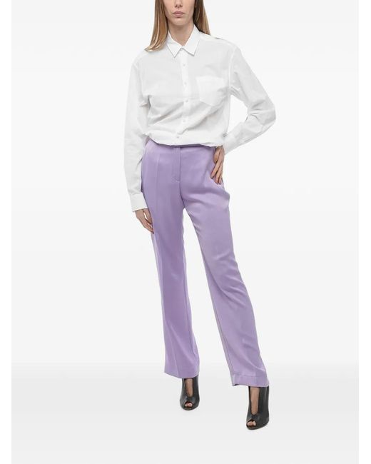 HEBE STUDIO Purple The Lover Satin Straight Pants