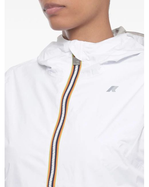K-Way White Hoodie Logo-Detail Jacket