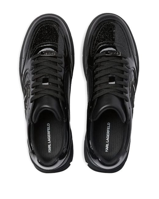 Karl Lagerfeld Black Lace-Up Glitter Sneakers