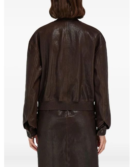 Ferragamo Black Ribbed-Trim Patch-Pocket Bomber Jacket