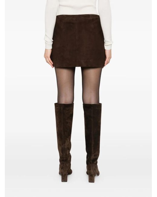 P.A.R.O.S.H. Black Beaded Suede Mini Skirt